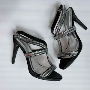 Black Satin Glitz Heels